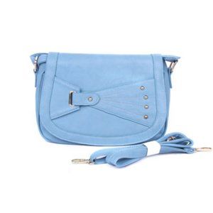 Blue Leather Saddle Bag Crossbody